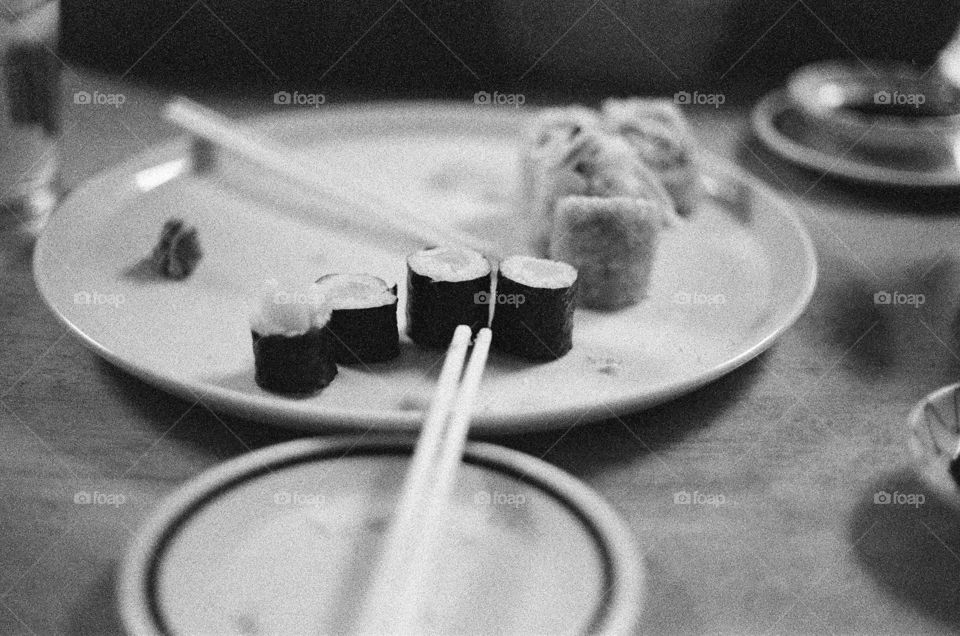 Sushi black and white film