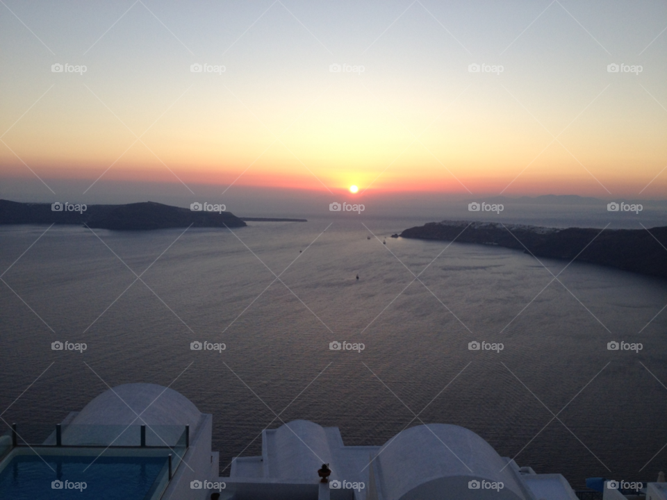 sunset sea greece santorini by jamethyst