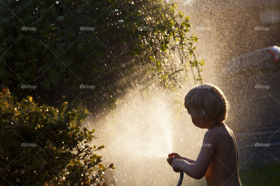 Spraying water