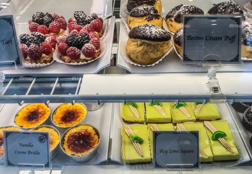 Sugar overload!  Display at the bakery filled with delicious, handmade treats.  Could you resist? 