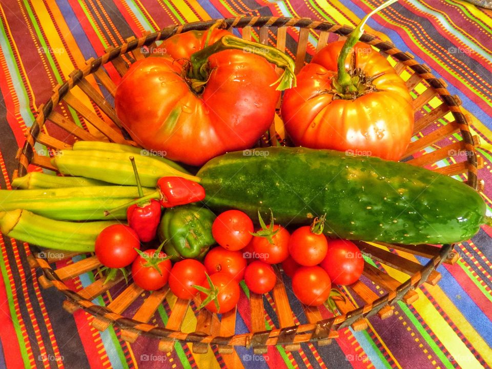 Bounty from a garden in a basket.