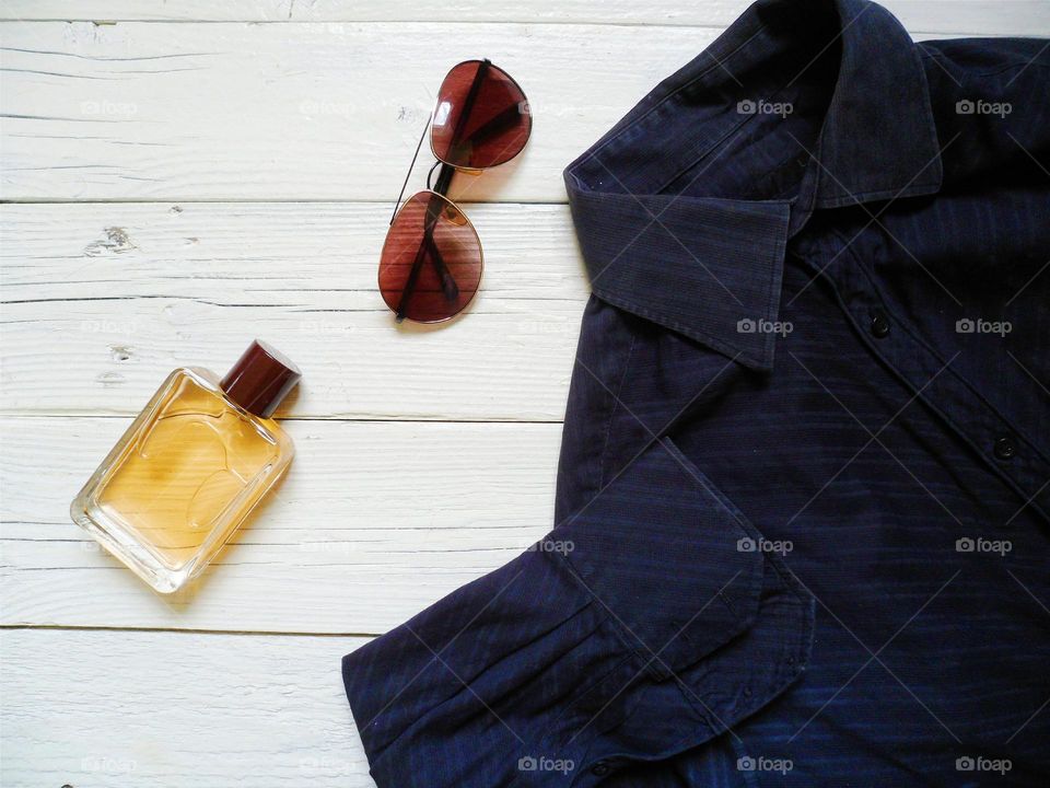 Black men's shirt and men's accessories