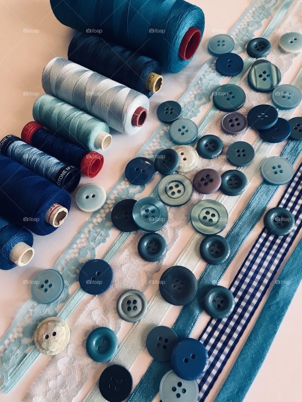 My blue strings, laces and buttons