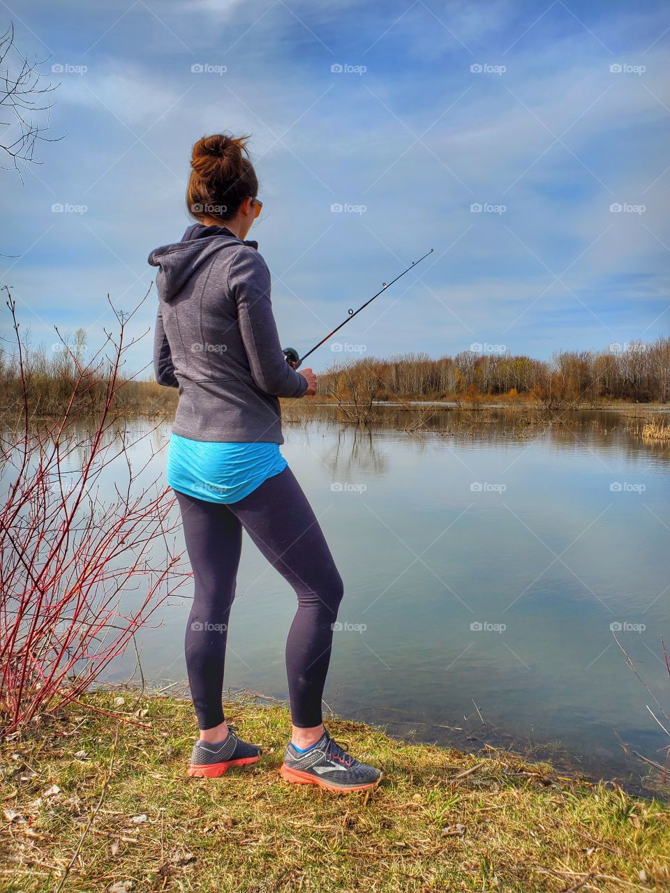 woman fishing