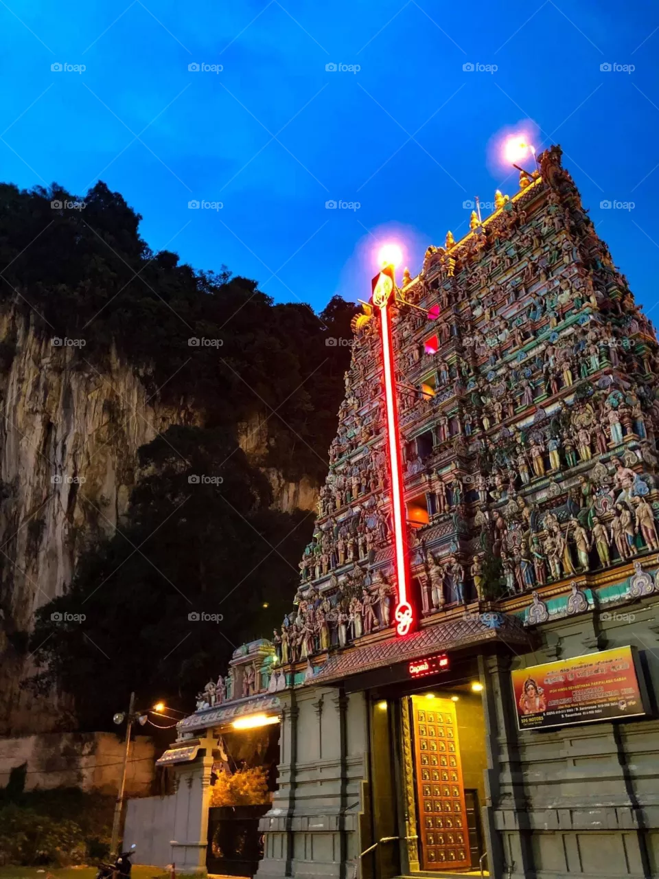Stunning Hindu temple at night 