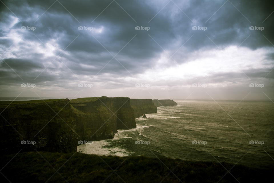 A beautiful landscape of Moher cliffs in Ireland