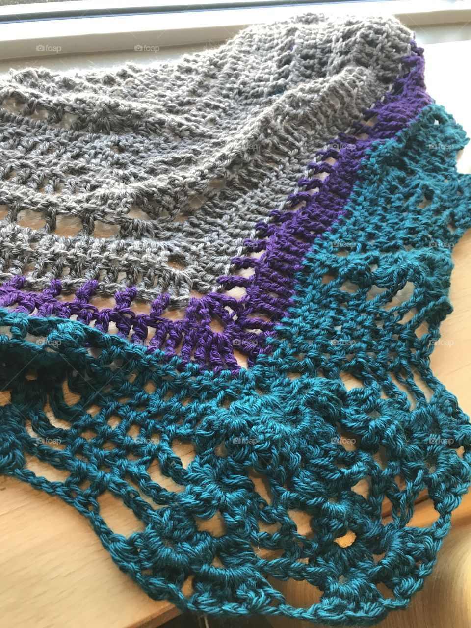 Crocheted shawl. 