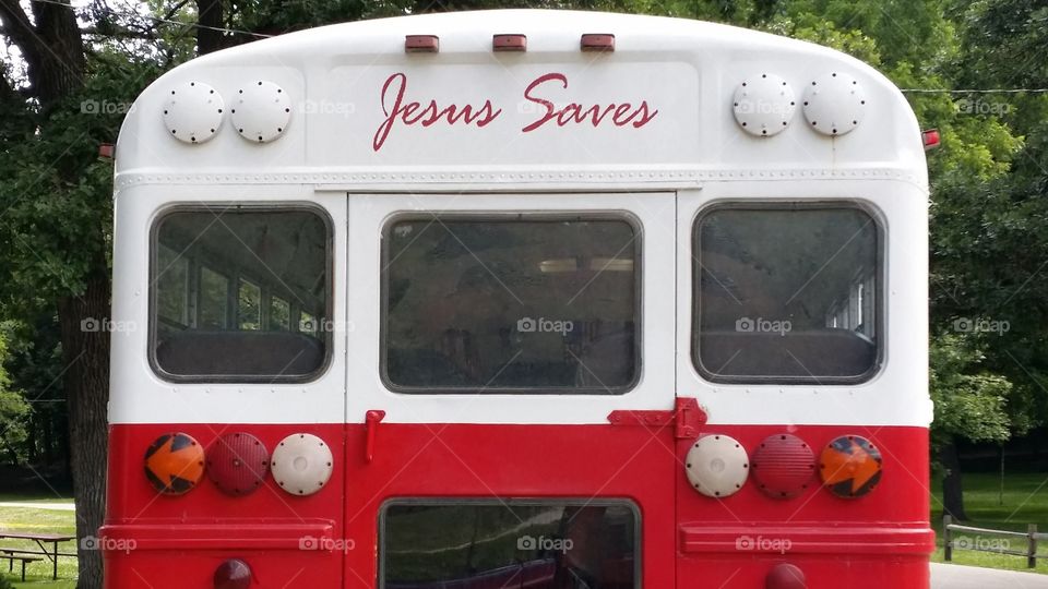 Jesus saves. noticed this bus at a park in IA