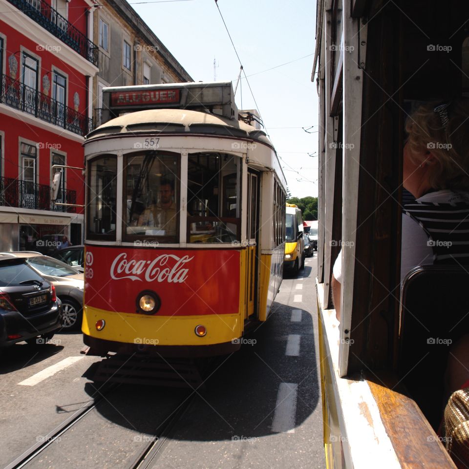 Coca Cola Tram, Lisbon, Portugal . Coca Cola Tram, Lisbon, Portugal 