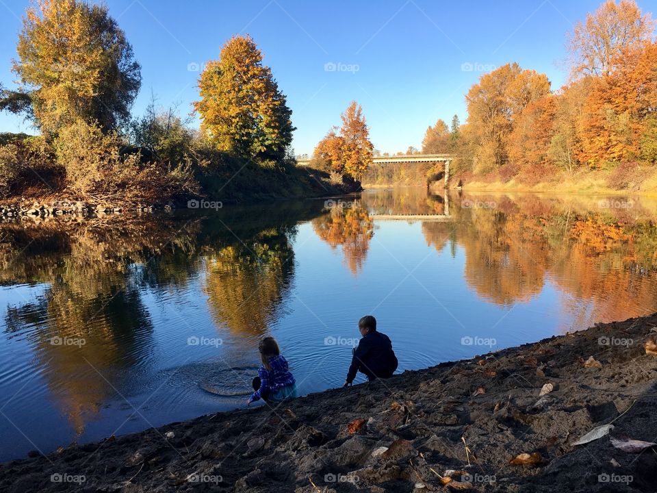 Children down at the river 