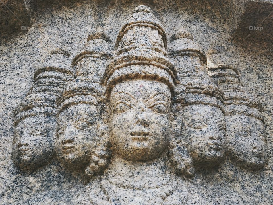 Hindu gods stone relief in Lepakshi temple India