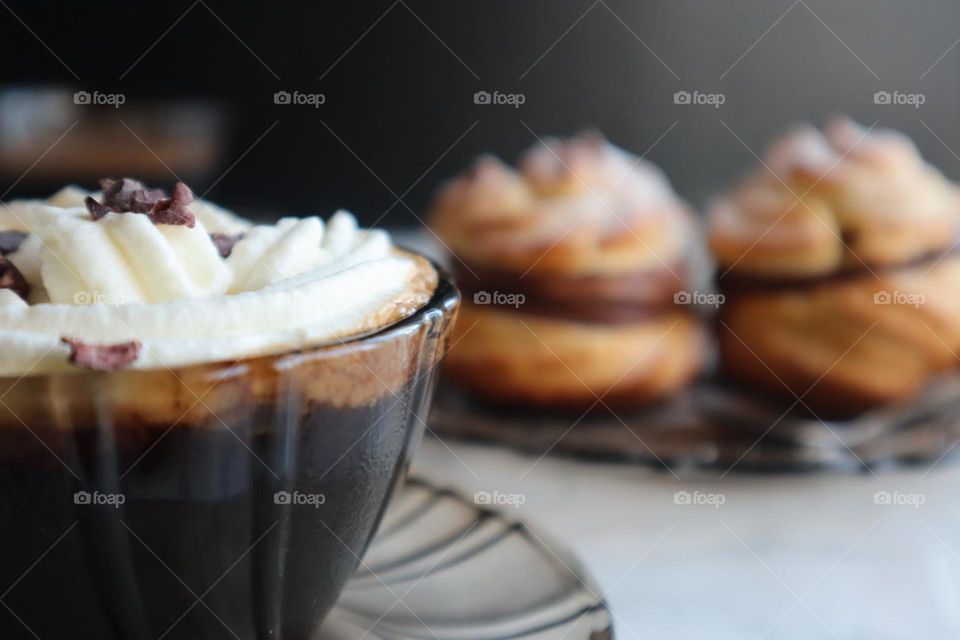 Good morning with coffee and homemade eclairs