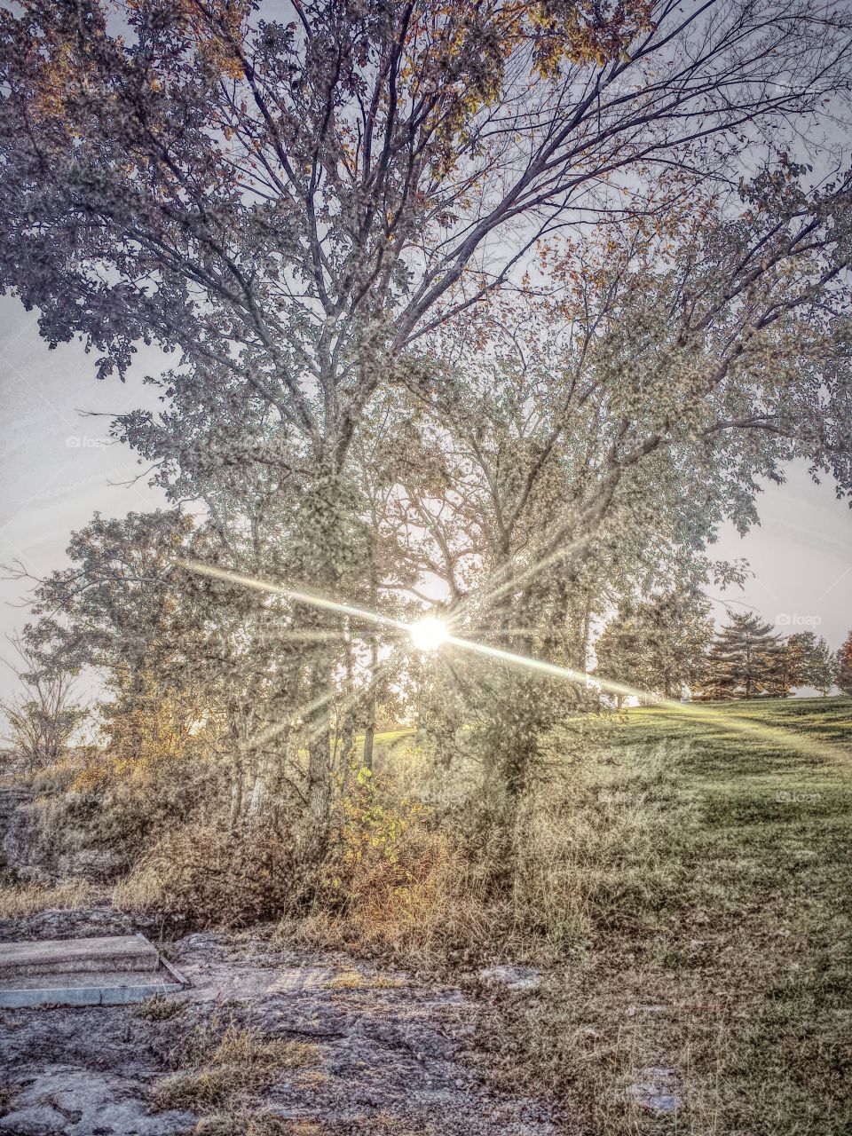 lakeside sun setting