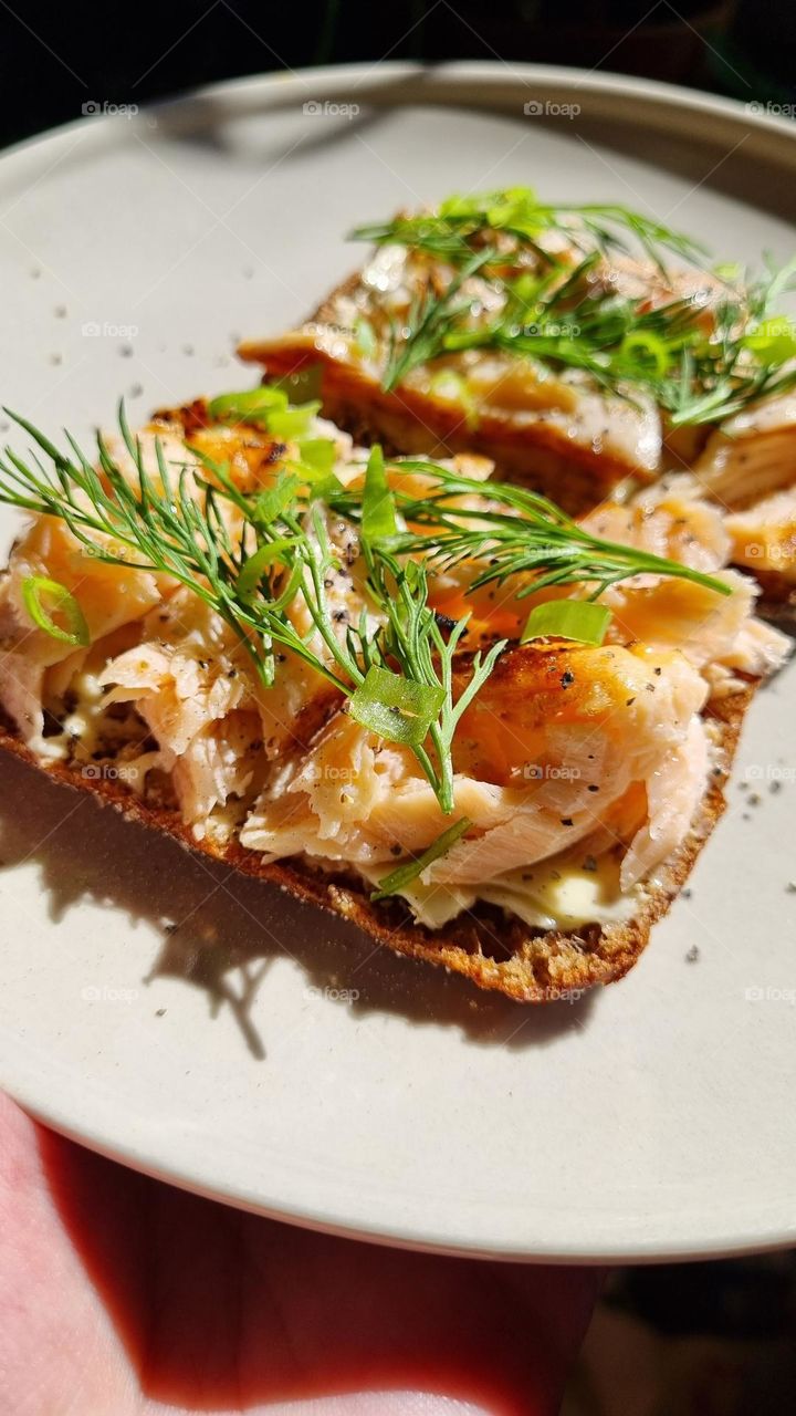 Finnish rye bread and smoked salmon