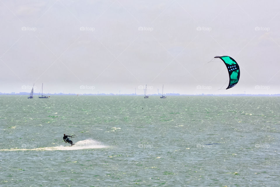 Kite surfer in the North Sea