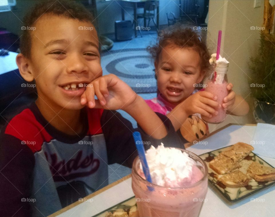 snack, peanutbutter toast and Raspberry Smoothie