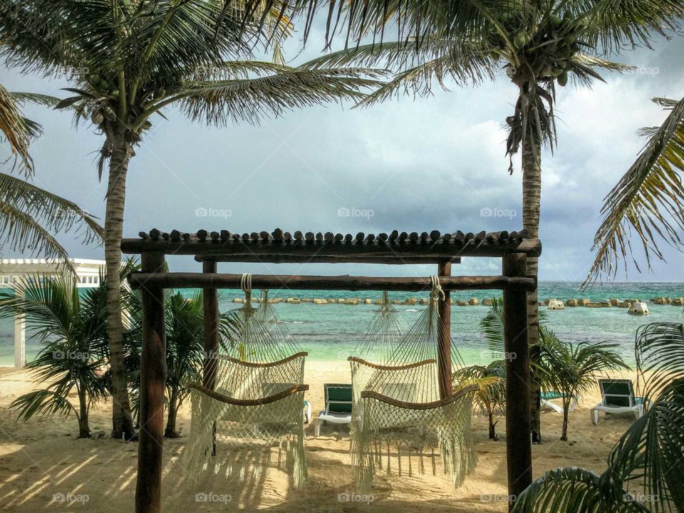 Hammocks on Riviera Maya Beach