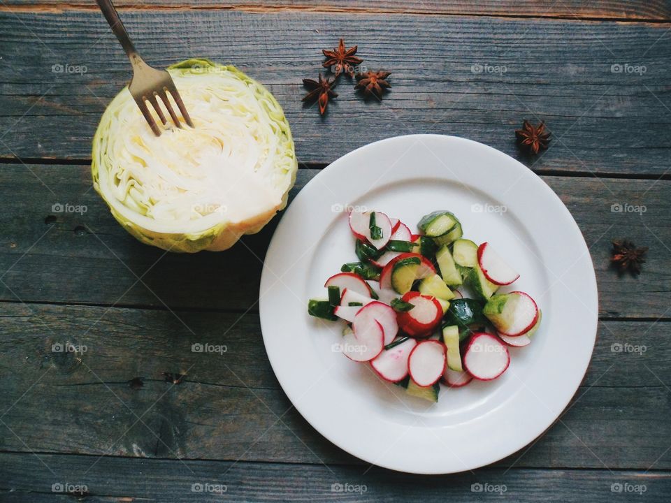 vegetable salad and sprouts