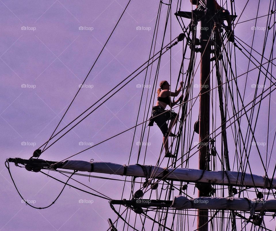 Sailor Working A Tall Ship