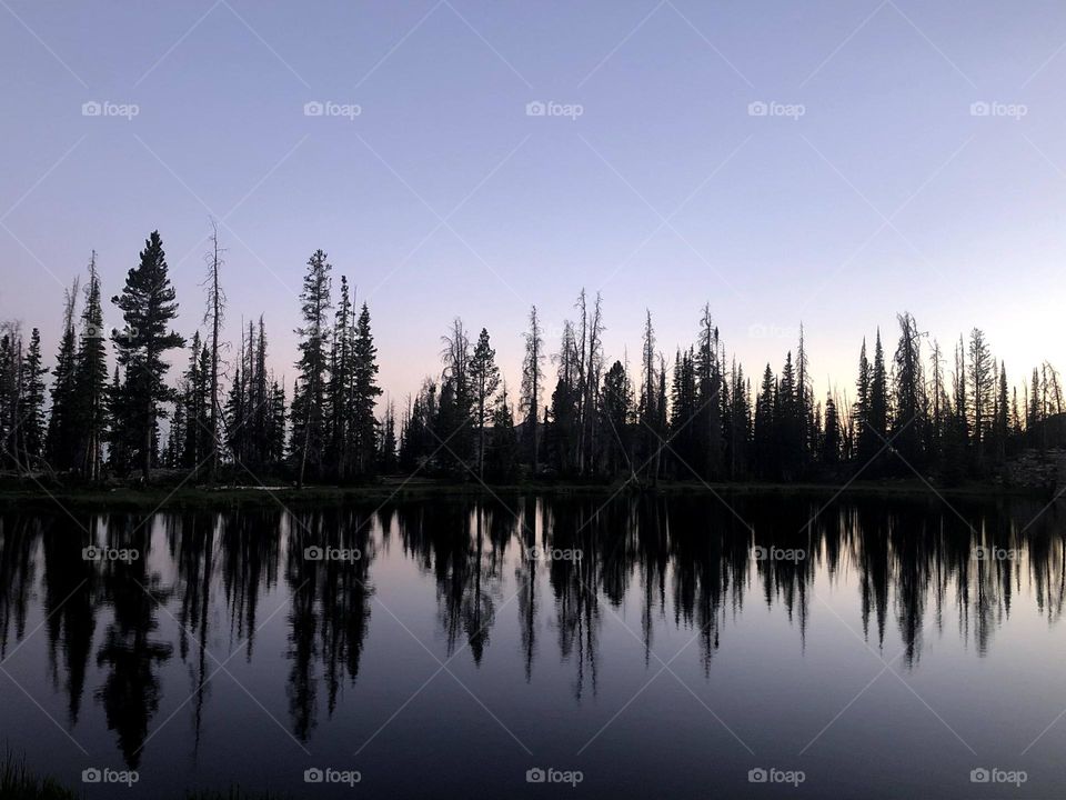 Reflection on the lake as the evening sets in 