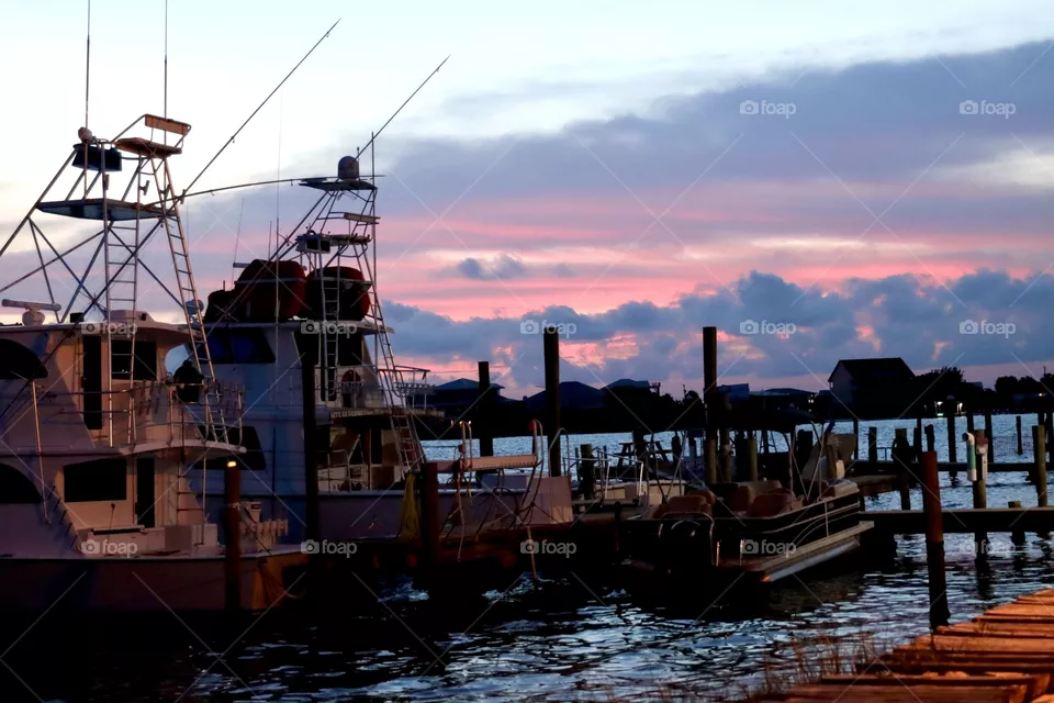 Boats at sunset 