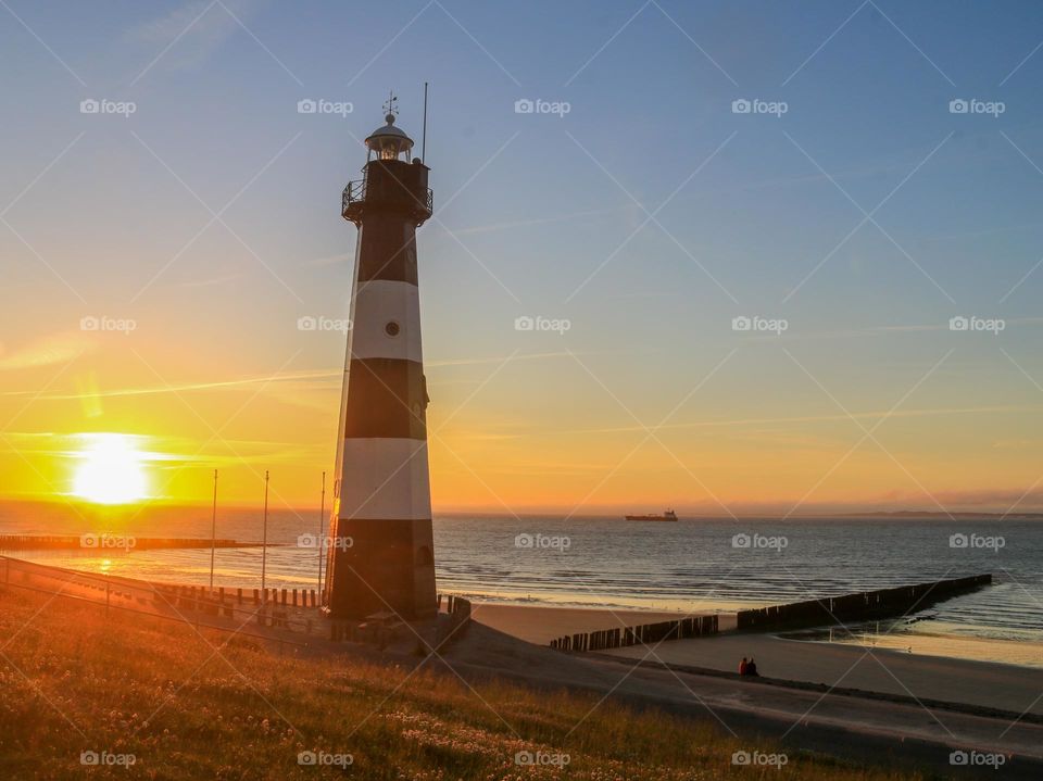 Lighthouse near a beach in the Netherlands