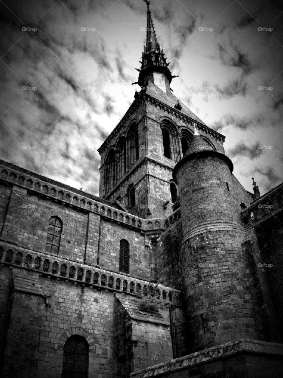 a cathedral up high in the clouds