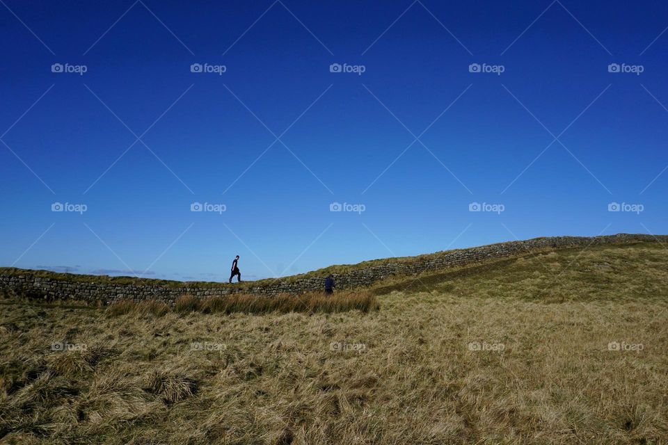 Yesterday … gorgeous blue sky day in Northumberland … walking on Hadrian’s  Wall 