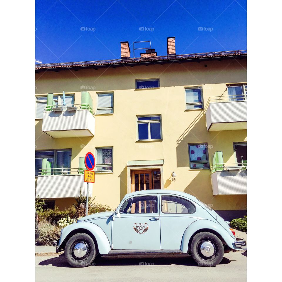 Old Volkswagen Beetle car in Sweden