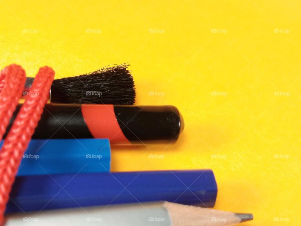 brush and pencils