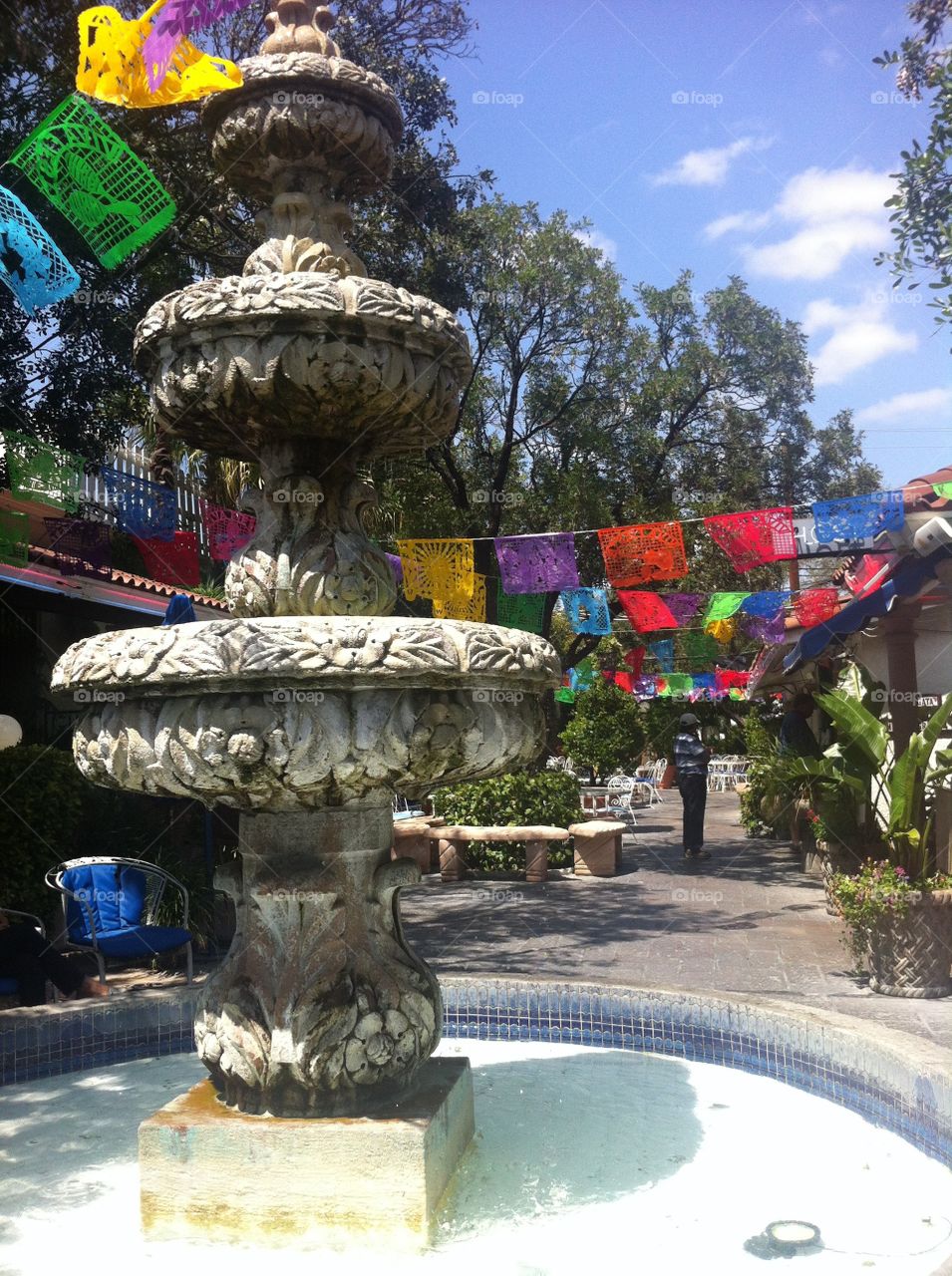 A normal fountain becomes a focal point of color and charm on the streets of San Antonio. 