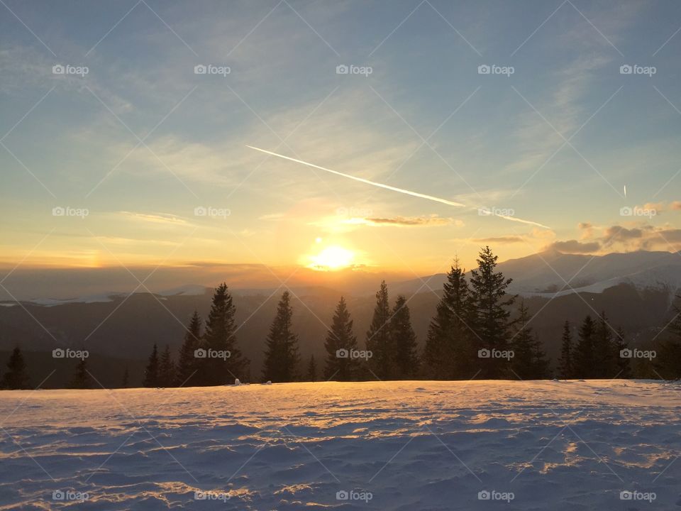 Sunset in winter