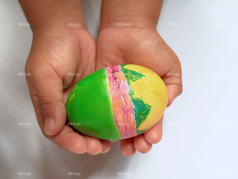 Easter egg in child's hands