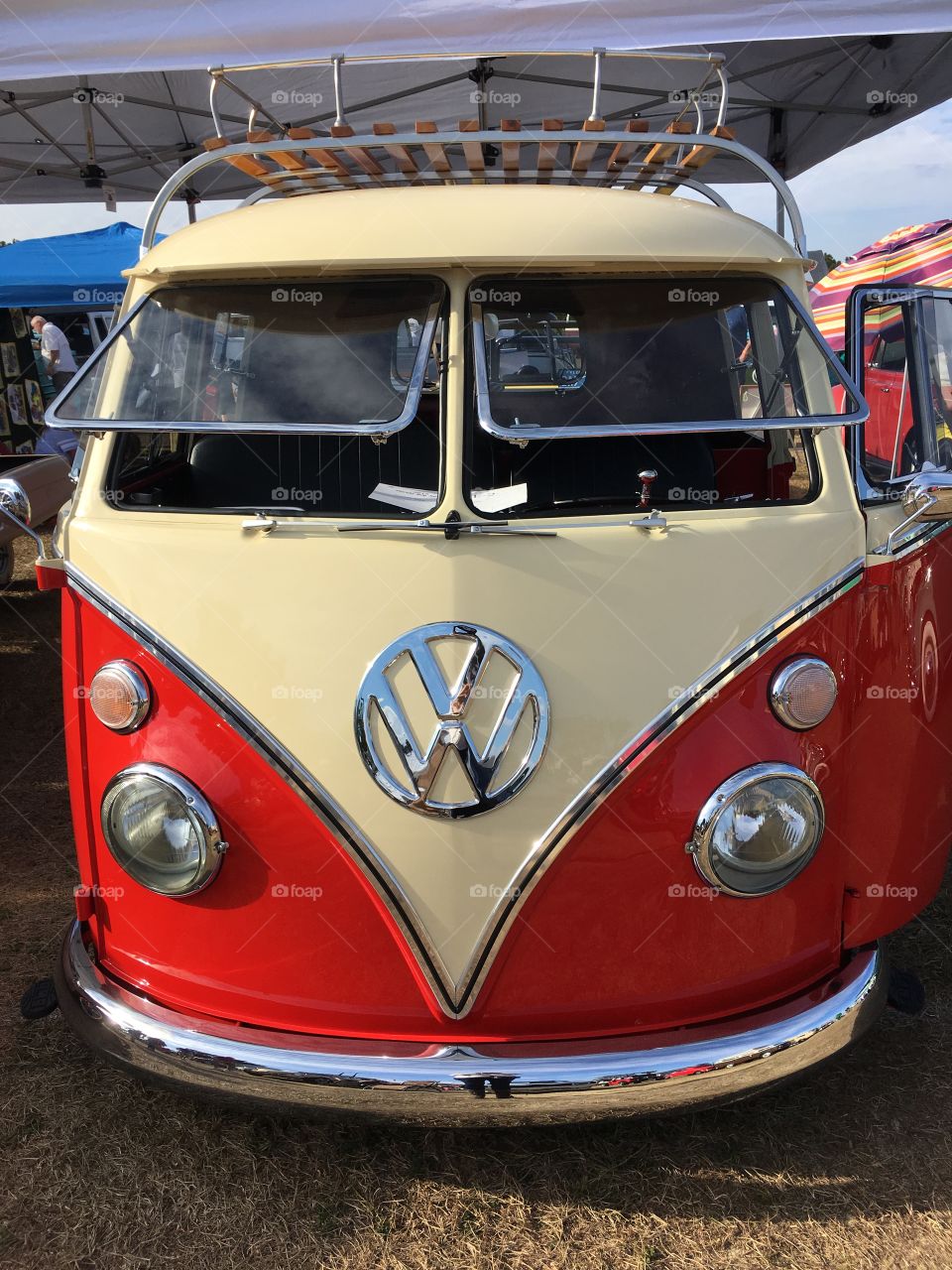 Split window red VW bus