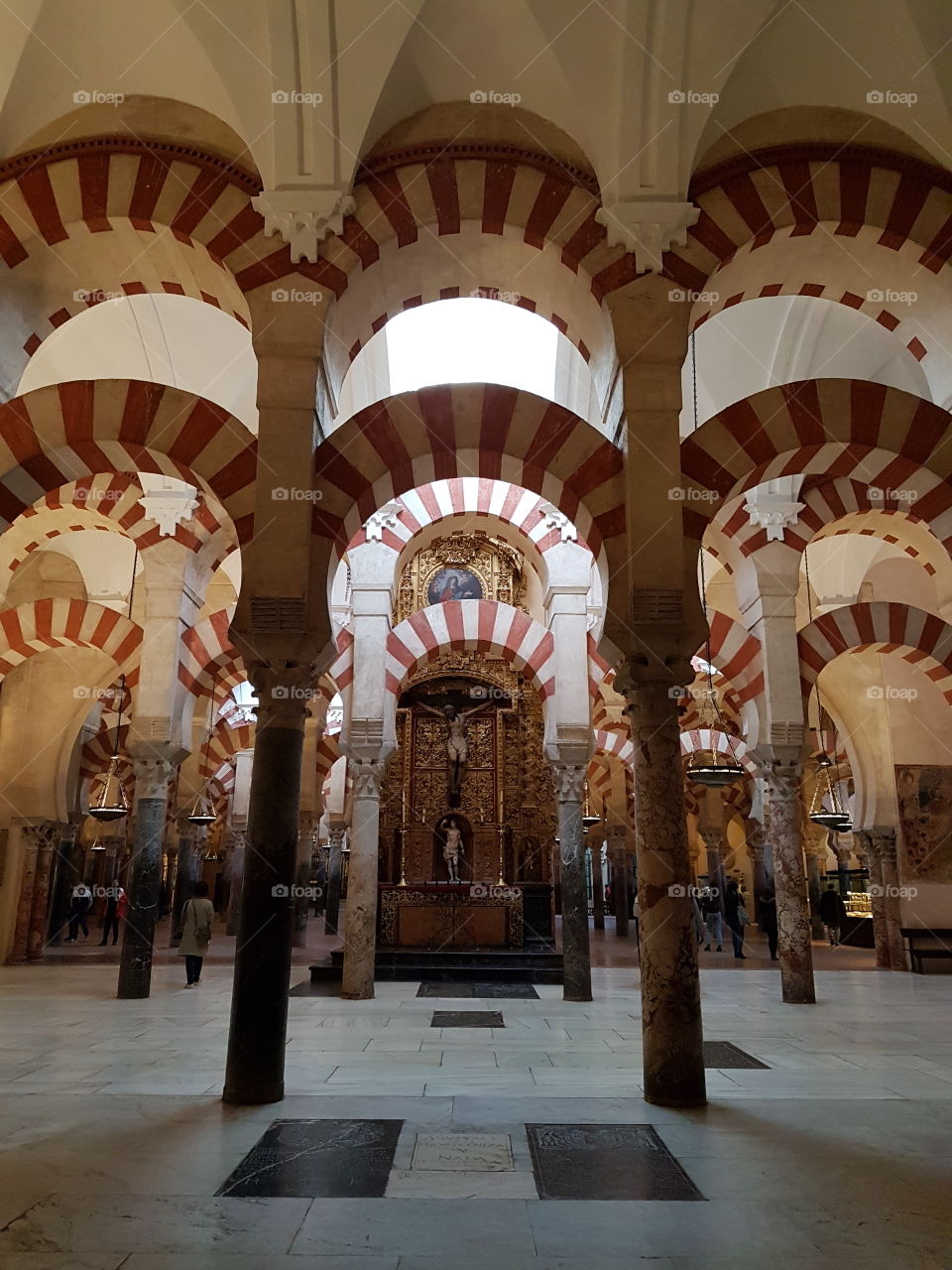 Califal styled archway at the Cordoba's cathedral. Cordoba. Spain