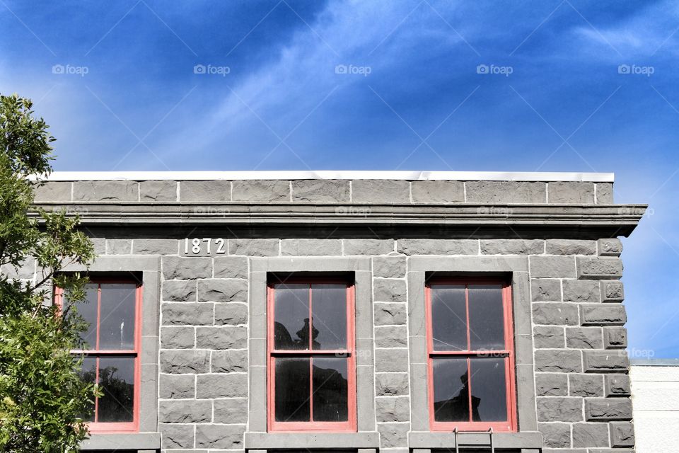 Old Brick Building with red windows