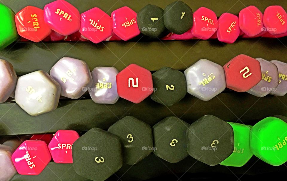 Hand weights at the gym. Hand weights at the gym