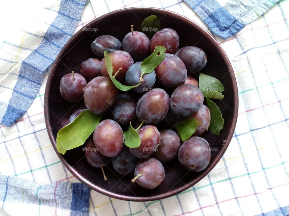 Prunes placed in a try with white cloth