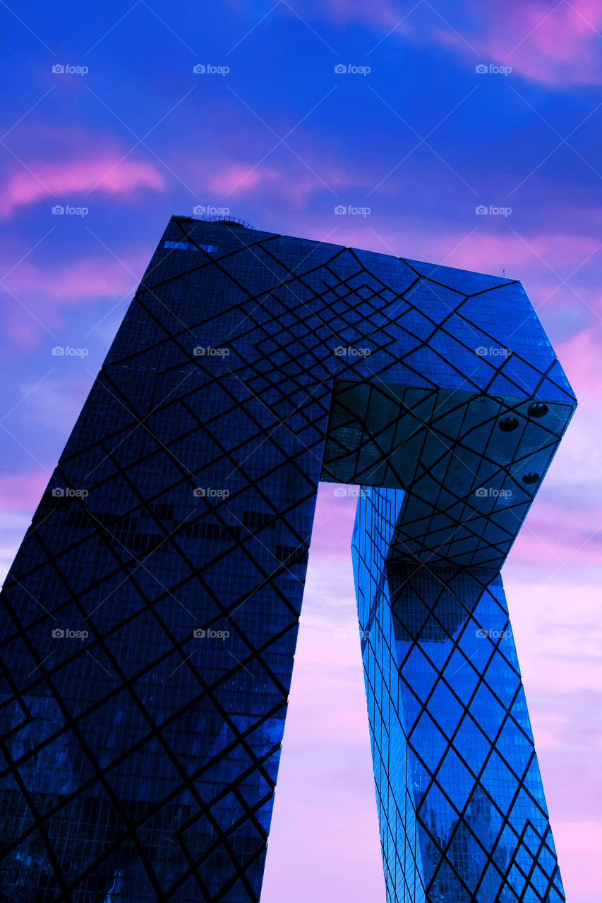 Modern Architecture Under A Magenta Sunset