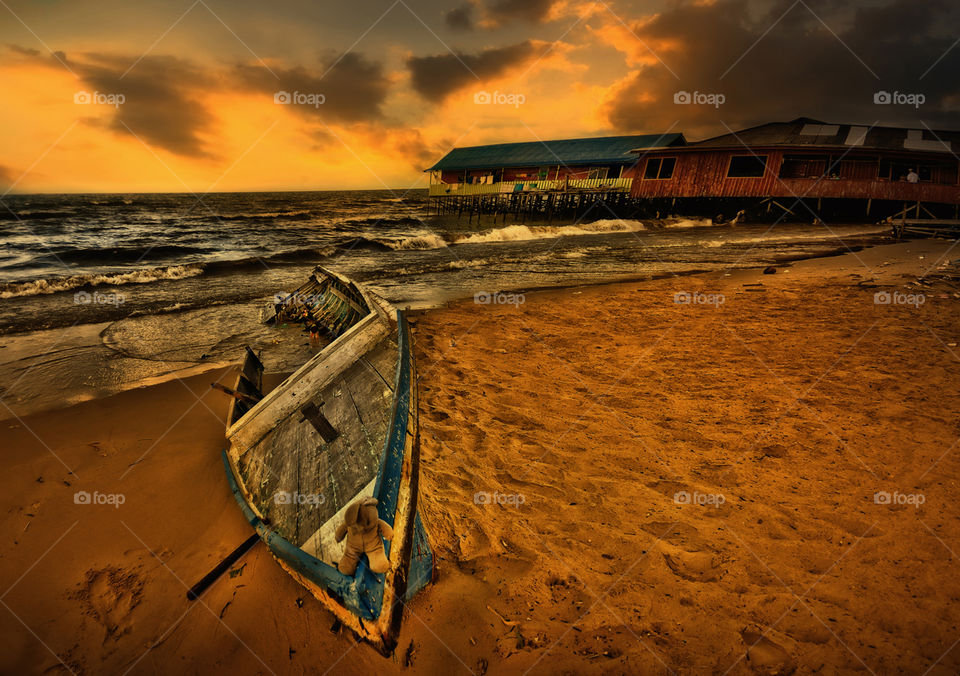 boat at le grendeur beach