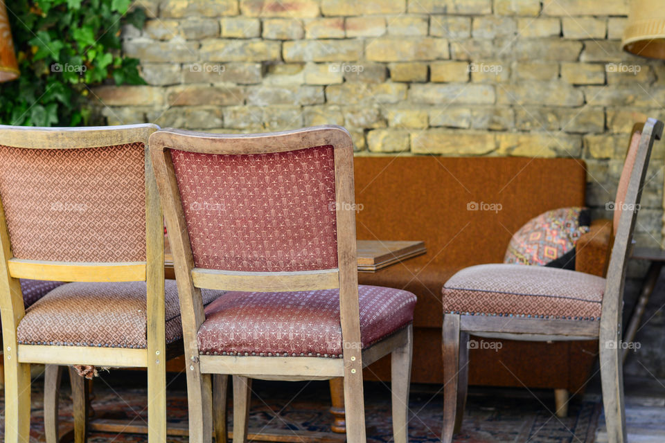 Old Chairs and table. Photographed in a old restaurant in Szeged Hungary