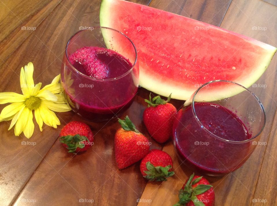 A watermelon and strawberry smoothie