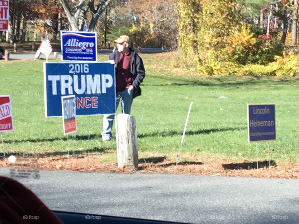 Signs on way in to the voting area.