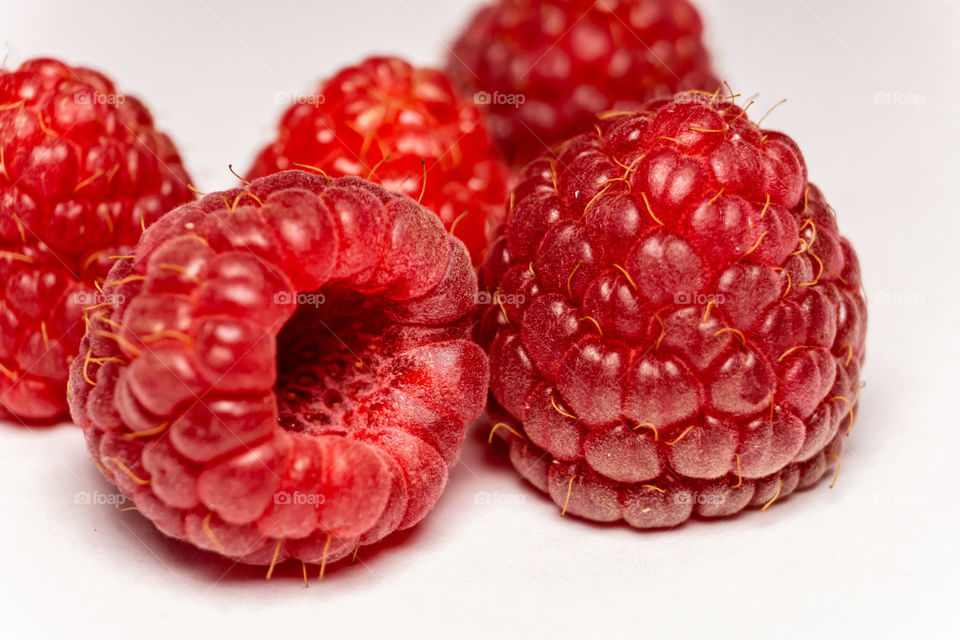 Macro shot of a raspberry fruit