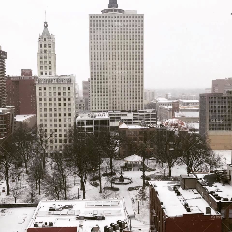 Snow fall covers Memphis TN