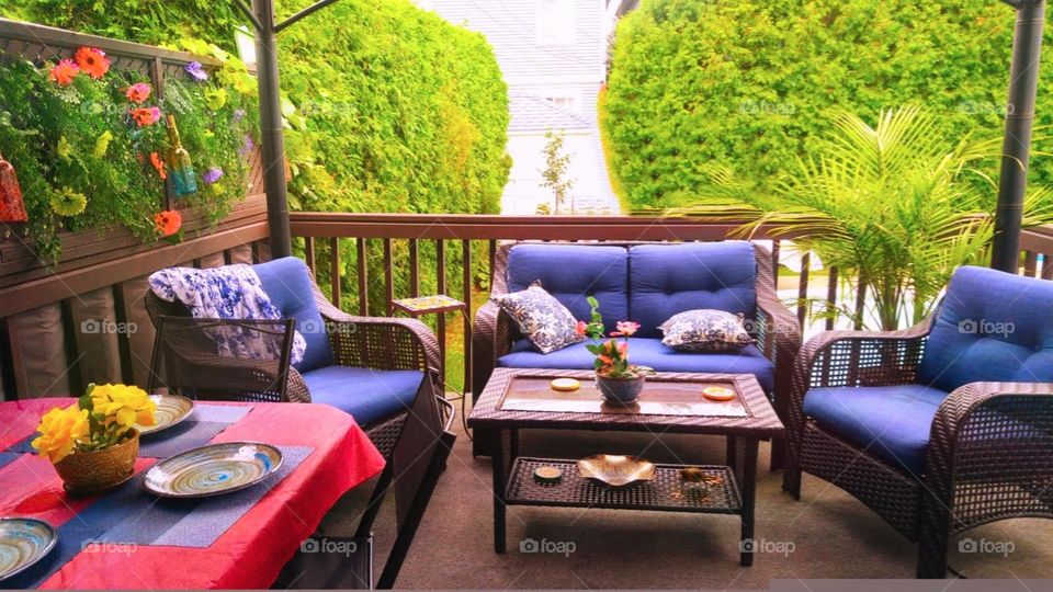 spending a sunny afternoon on the patio