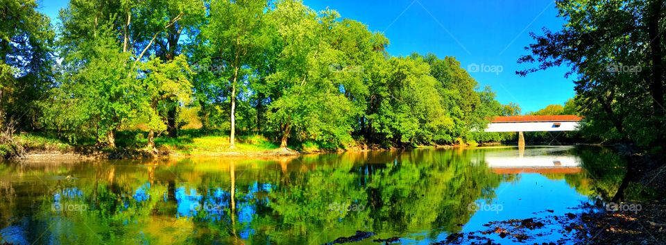 The river with the covered bridge in Indiana 