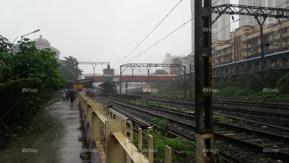 indian central railway during rain