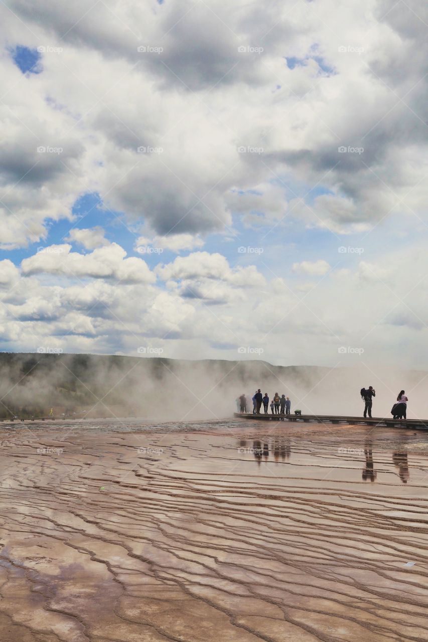 Tourist Reflections on a Steamy Day at Yellowstone National Park