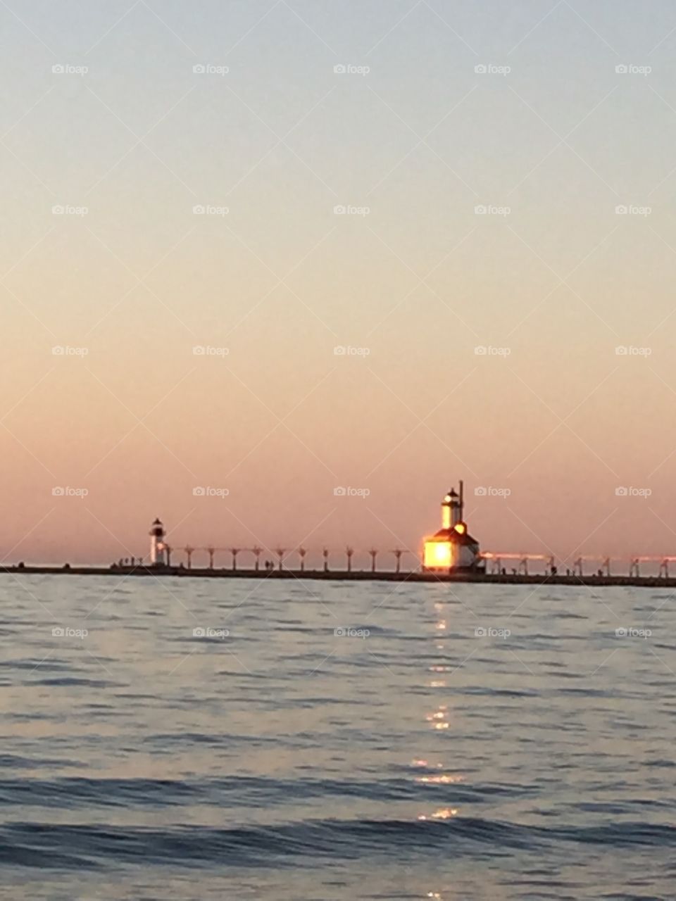 Lighthouses on Lake Michigan at Saint Joseph 